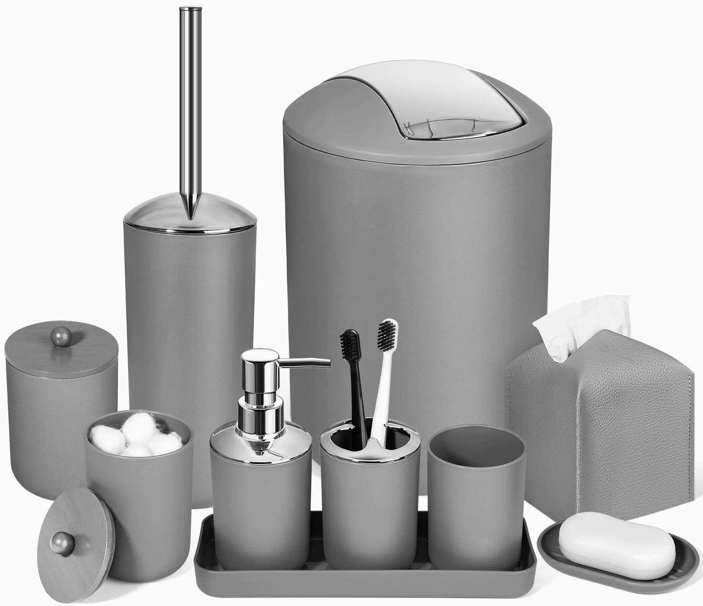 ALPIRIRAL Grey Bathroom Accessories Set 10Pcs Bathroom Accessory Set