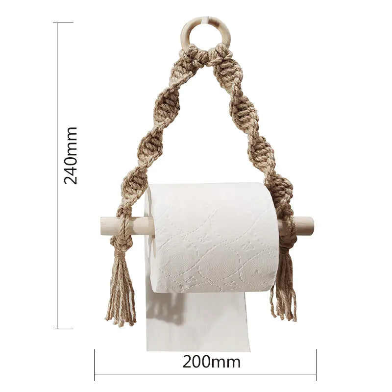 Bohemia Macrame Toilet Paper Holder and Rack