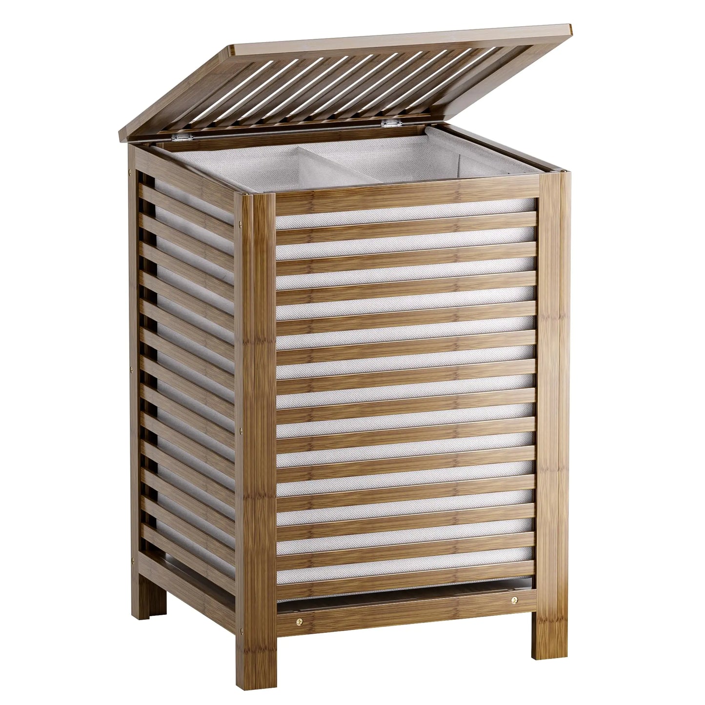 Double Bamboo Laundry Hamper with Lid