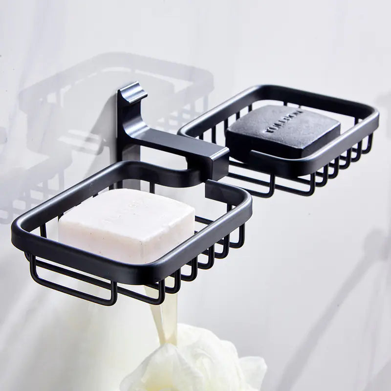 Space Aluminum Double Layer Soap Dish for Bathroom