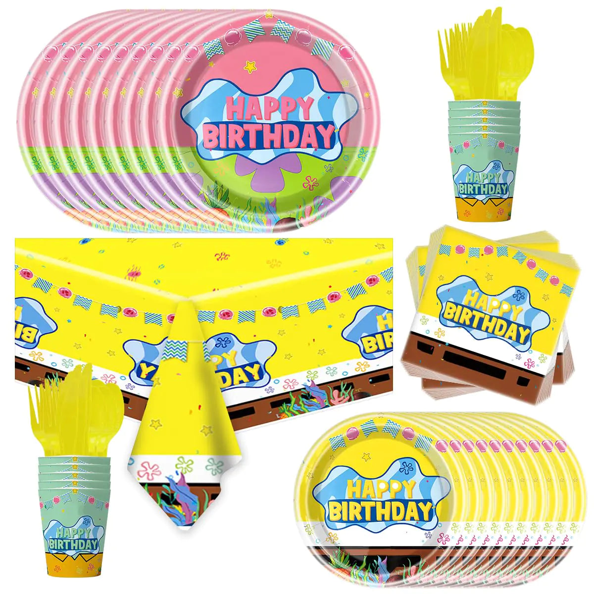 81pcs Yellow Cartoon Party Supplies