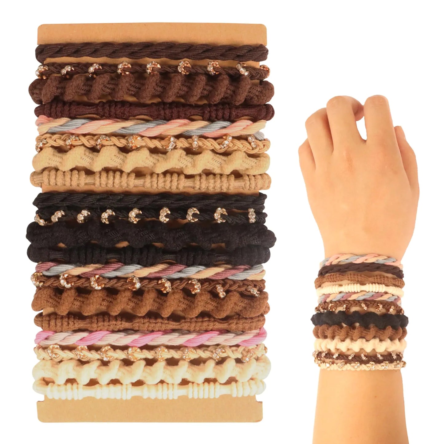 FECASIMY Boho Bracelets Hair Ties for Thick or Thin Hair 20pc