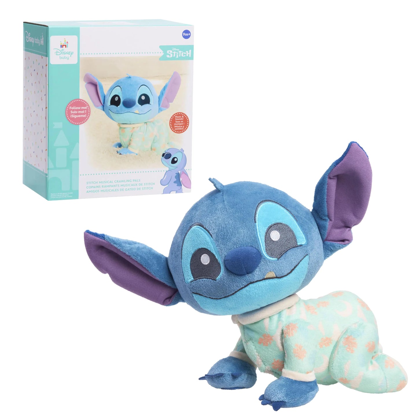 Just Play Disney Baby Musical Crawling Pal Stitch Plush Toy