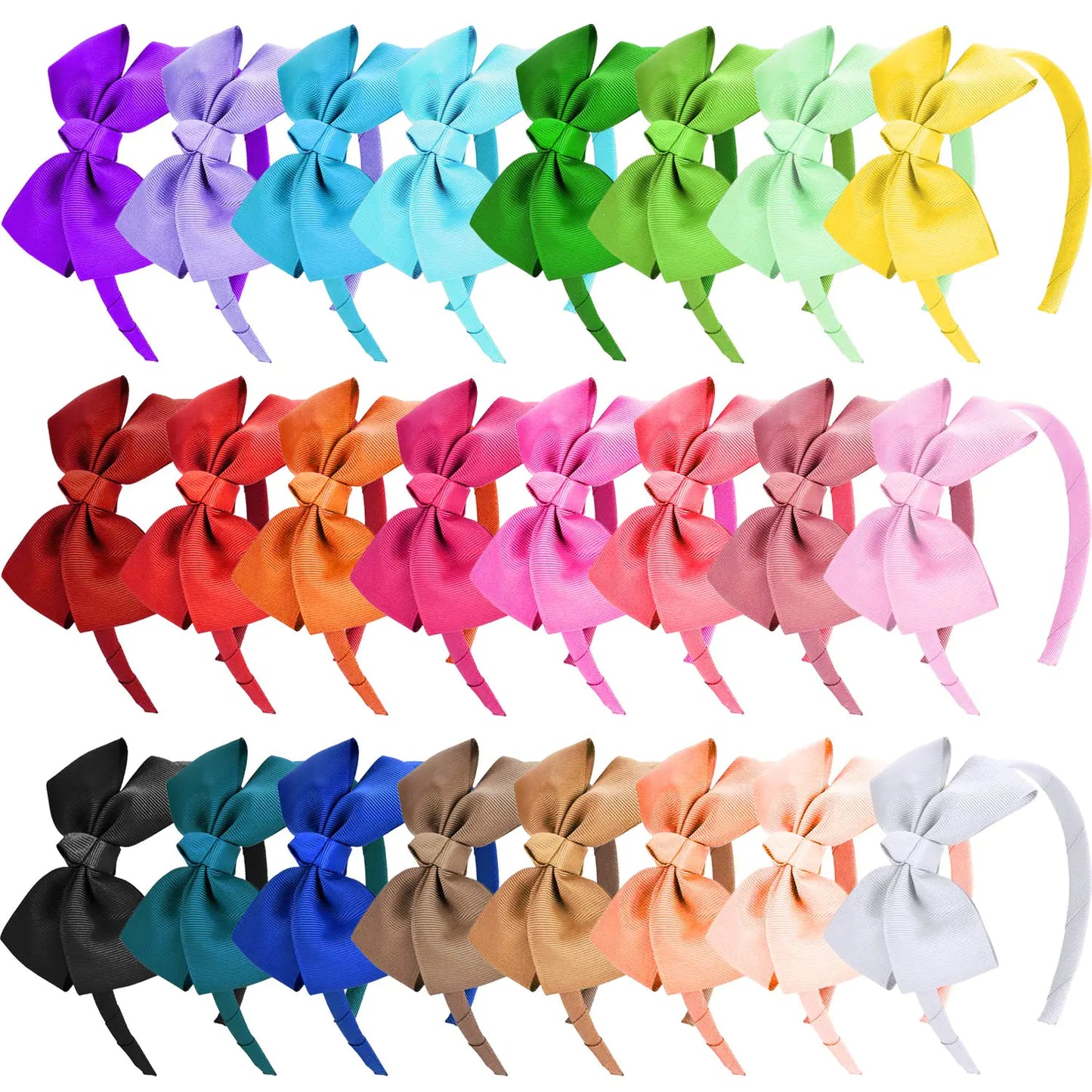 SIQUK 24 Pcs Bow Headbands Grosgrain Ribbon Headband with Bows