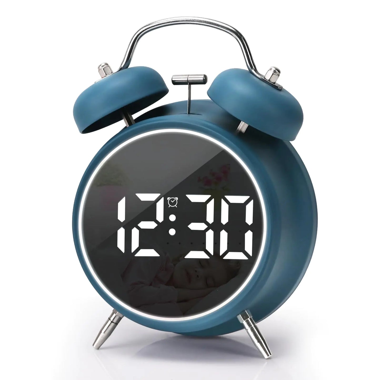 JUSTUP Digital Small Alarm Clock 4.5 Inch Double Bell Electronic LED