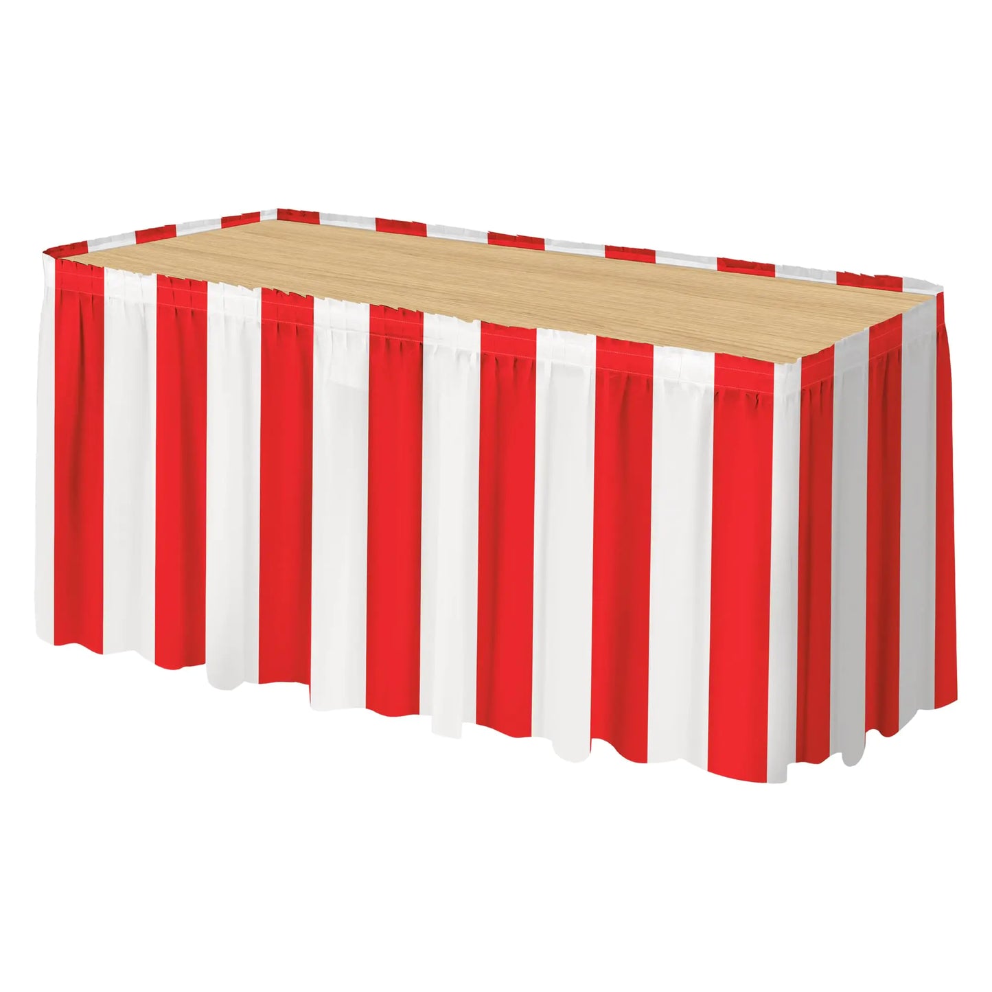 Durony 1 Pack Red and White Striped Table Skirt Circus Theme Party
