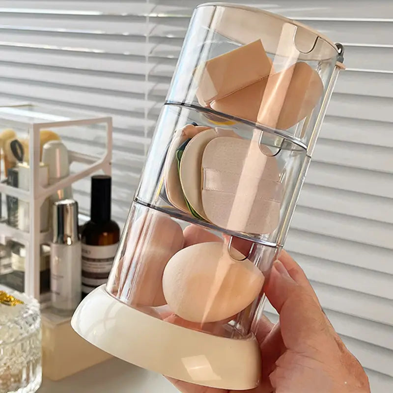 Rotatable Clear Jewelry Organizer with Lid and Tray