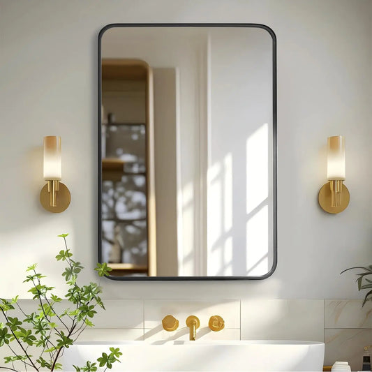 Mirror 22x30 Inch Large with Rounded Rectangle Metal Frame