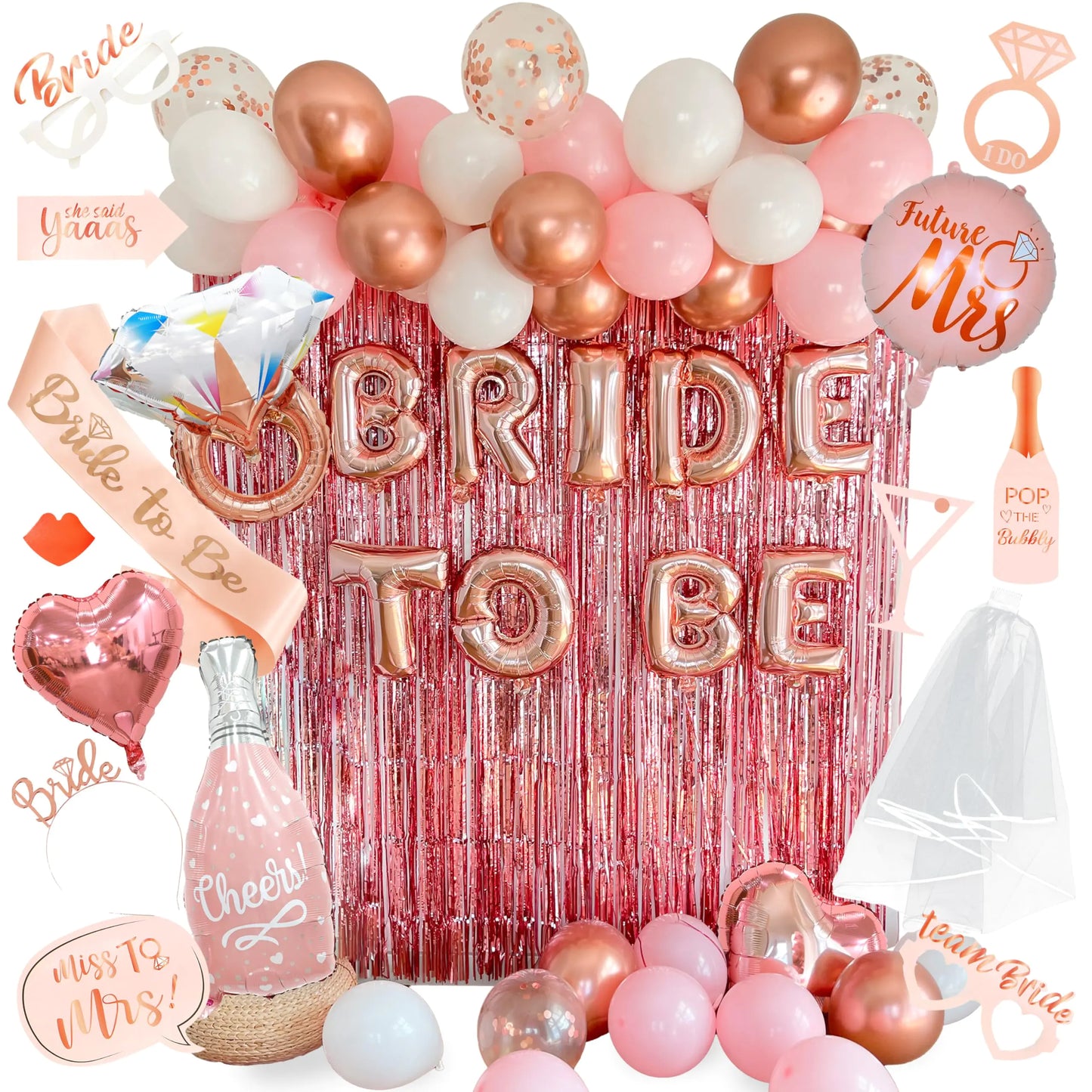 VIDAL CRAFTS Rose Gold Bridal Shower Decorations