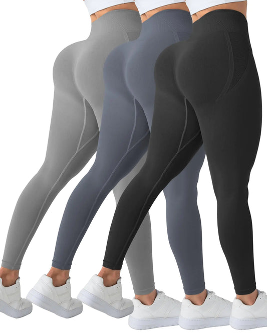 LZYVOO 3 Piece Workout Leggings for Women Butt Lifting Scrunch