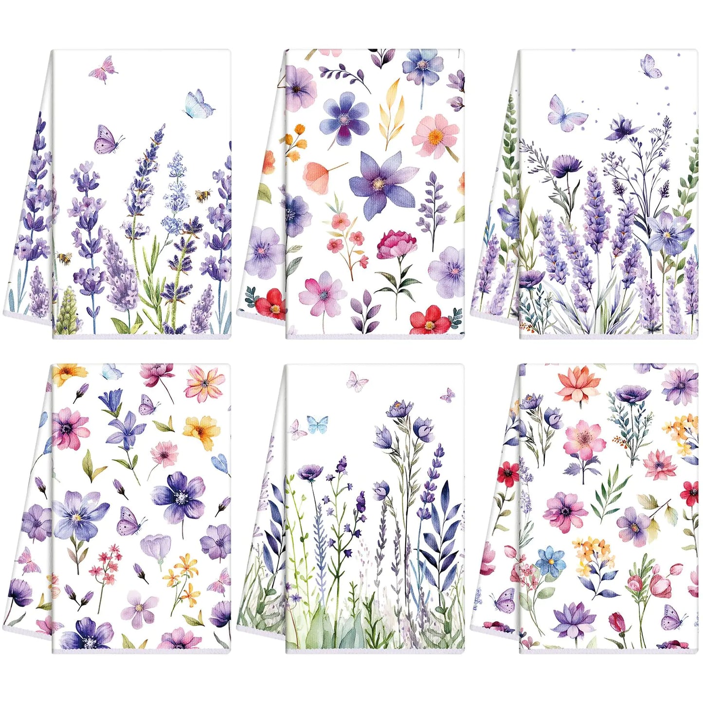 Oudain Sets of 6 Flower Kitchen Towels