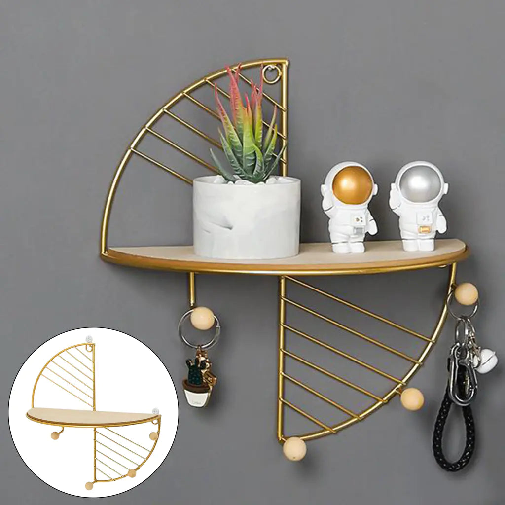 Metal Wire and Wood Floating Wall Storage Shelves