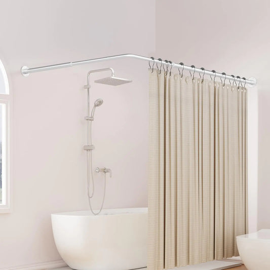Curved Shower Curtain Rod L Shaped Corner Shower Rod [24"-37"] x [24"-37"] Stainless Steel 90 Degree
