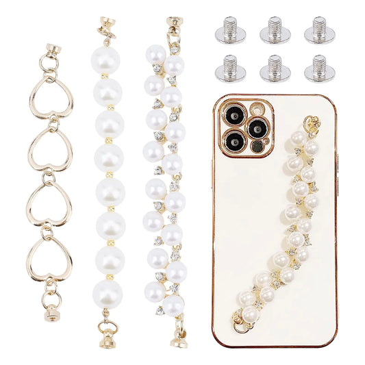 WADORN 3 Styles Beaded Cell Phone Charms Pearl Phone Chain