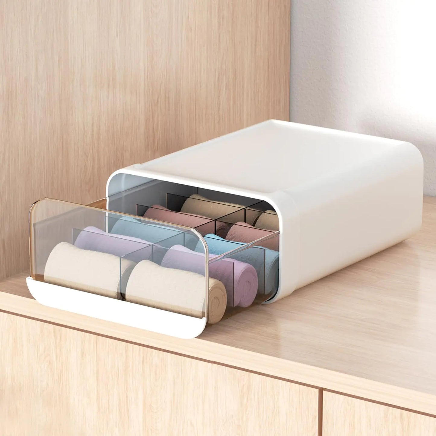 Miaocona Underwear Organizer Drawer 10 Cells Plastic Sock Underwear Storager