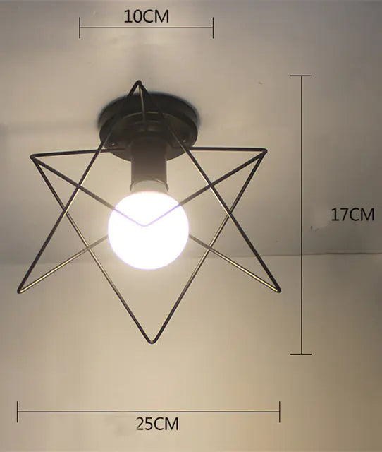 Vintage Black Iron Cage Ceiling Lamp for Home Lighting
