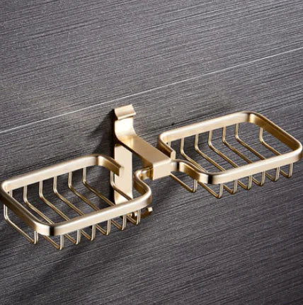 Space Aluminum Double Layer Soap Dish for Bathroom