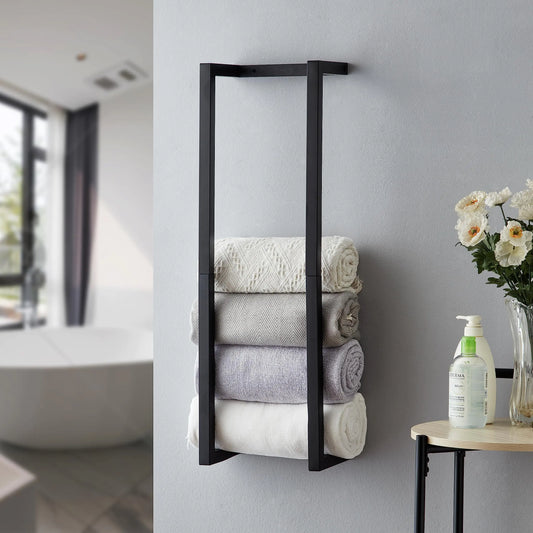 Towel Rack for Rolled Towels Wall Mounted Metal Bathroom Organizer