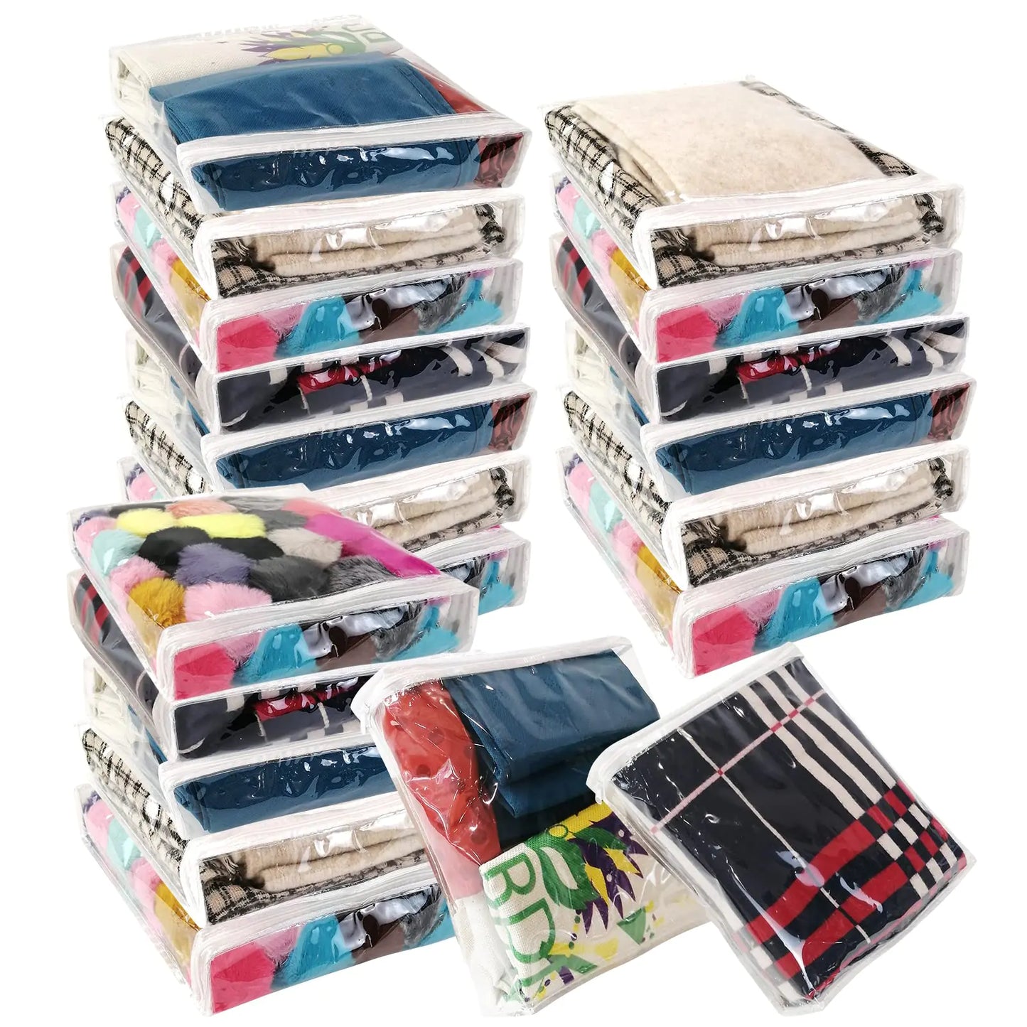 20Pcs Clear Vinyl Zippered Storage Bags Blankets Storage Bags
