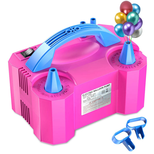 SMAYDA Electric Air Balloon Pump Portable Dual Nozzle Electric Balloon Inflator/Blower for Party Decoration - 110V 600W [Rose Red]