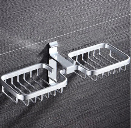 Space Aluminum Double Layer Soap Dish for Bathroom