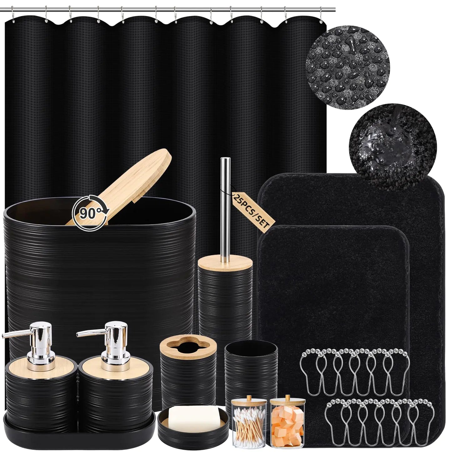 XLHOMO Black Bathroom Accessories Set