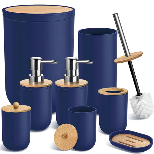 Blue Bathroom Accessories Set 8 Pack Navy Blue Bathroom Decor