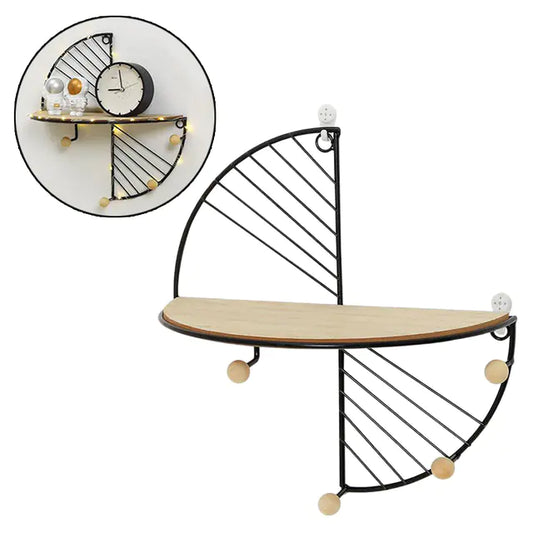 Metal Wire and Wood Floating Wall Storage Shelves