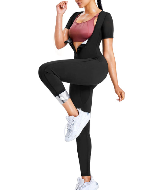 Junlan Sauna Suit Women Full Body Sweat Sauna Suit (BlackLarge)