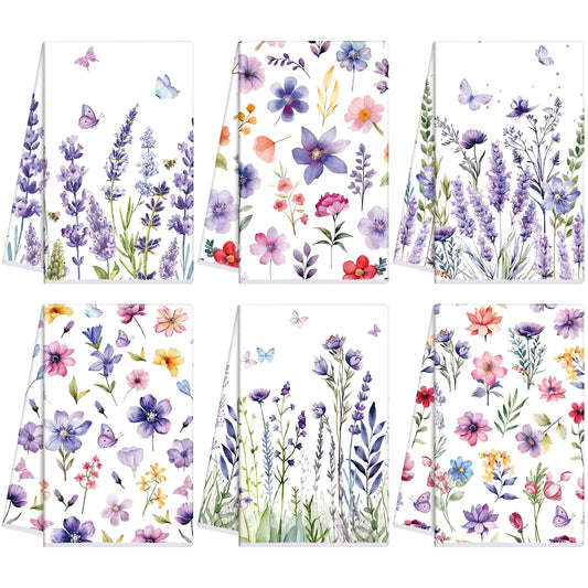 Oudain Sets of 6 Flower Kitchen Towels