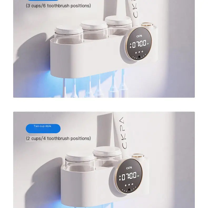 H2 Double Cup UV Toothbrush Sanitizer with Holder