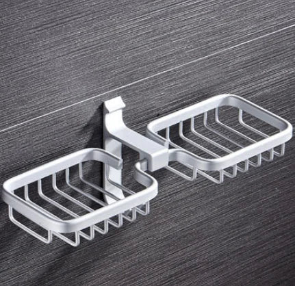 Space Aluminum Double Layer Soap Dish for Bathroom