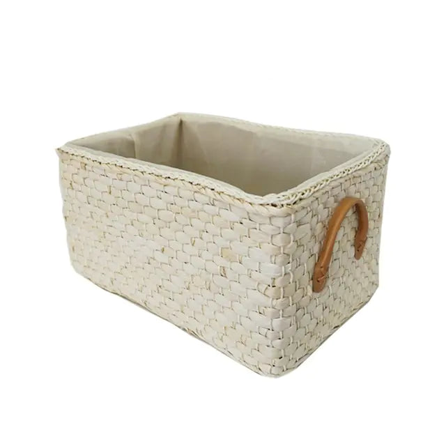 Rectangular Woven Storage Baskets with Handles