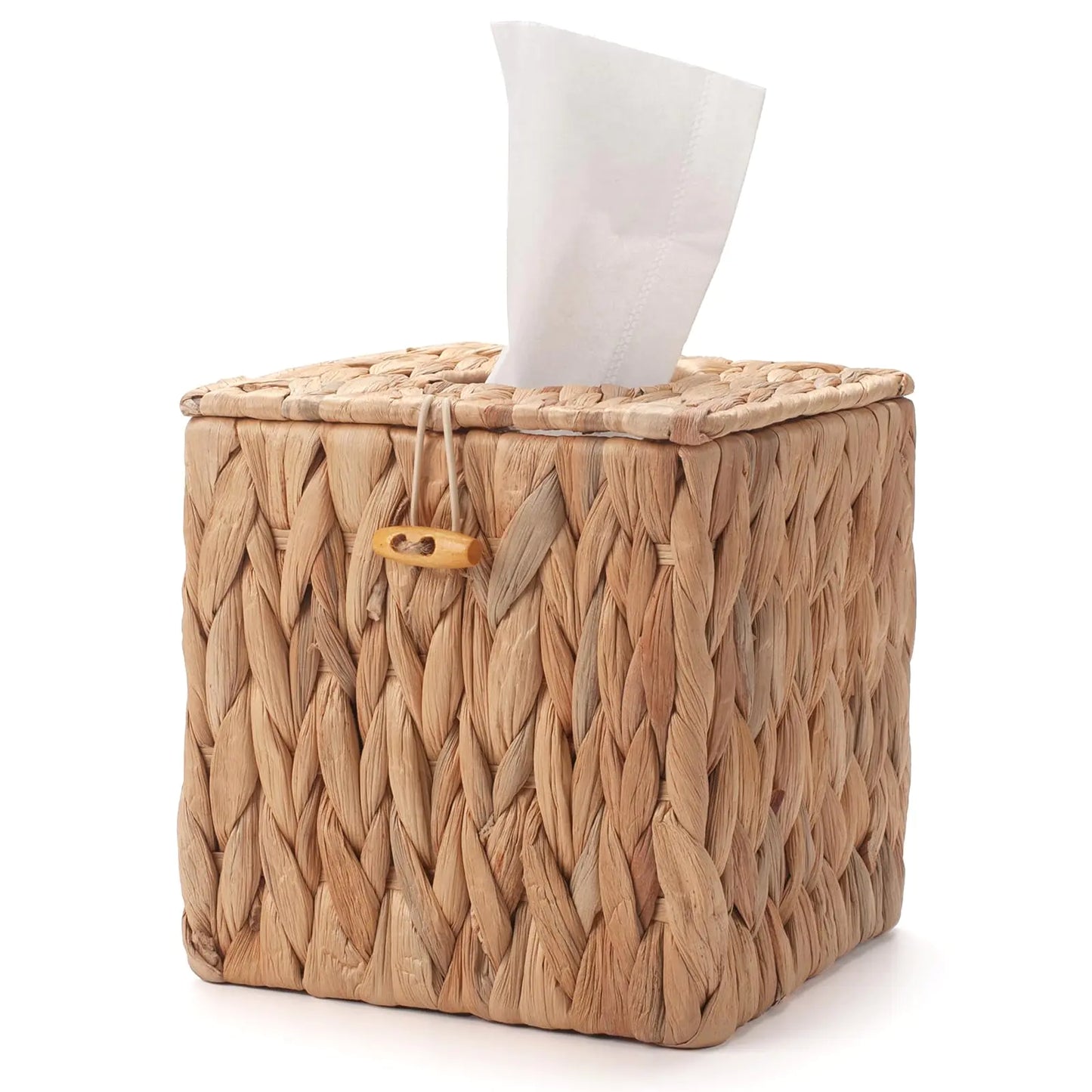YANGQIHOME Tissue Box Cover with Lid - Handwoven Square Tissue Box Cover 1 Pack 5.9" x 5.9" x 6.3"