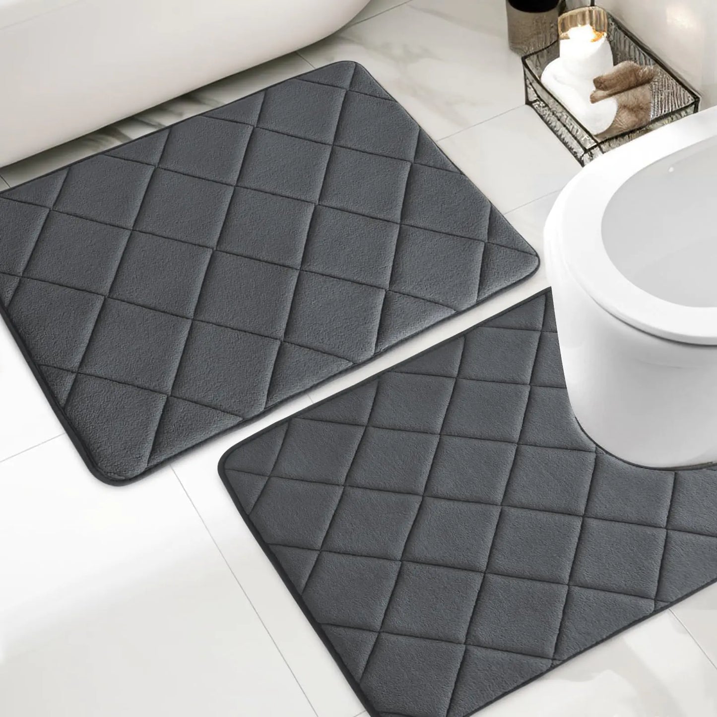 YIHOUSE Memory Foam Bathroom Rugs Set