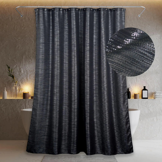 Black Sparkly Glitter Shower Curtain