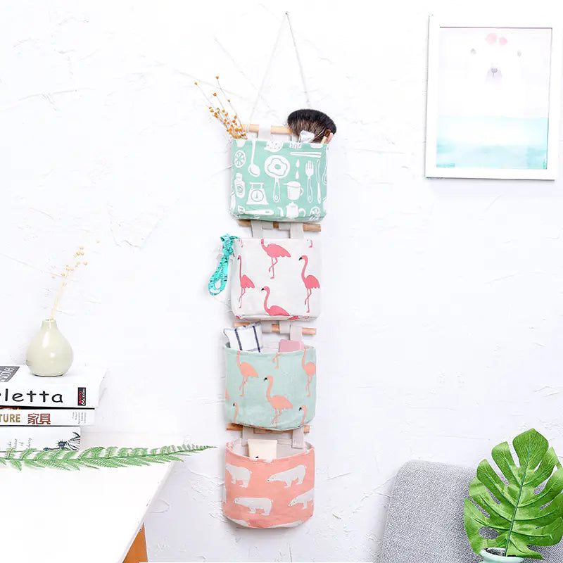 Fabric Hanging Storage Bag for Bedside or Closet