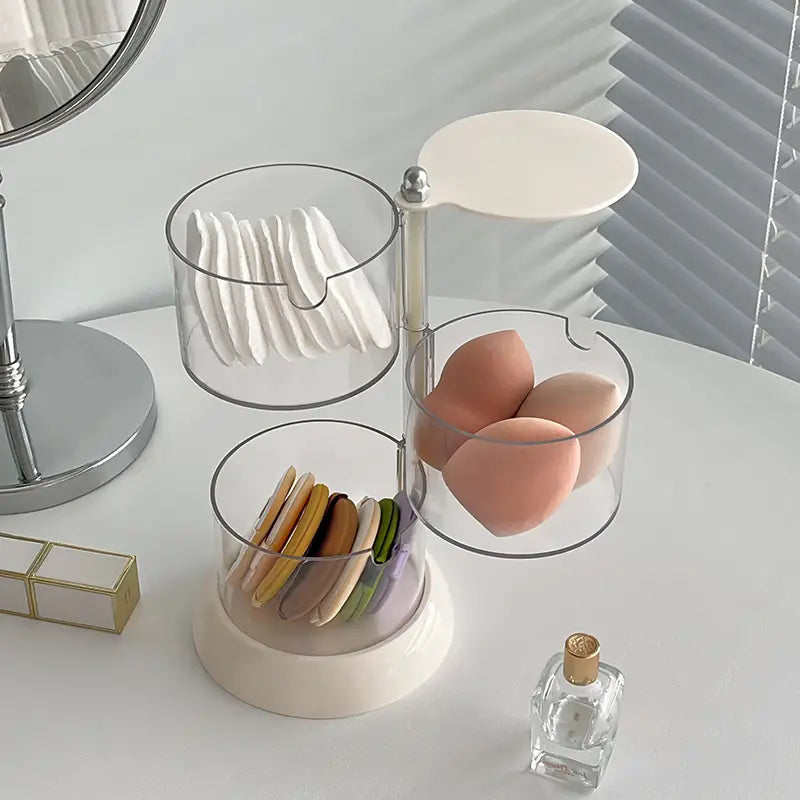 Rotatable Clear Jewelry Organizer with Lid and Tray