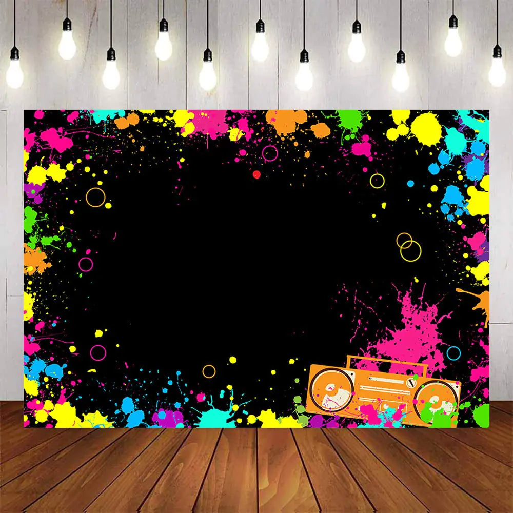 5x3ft Lets Glow Splatter Photo Background Glow Neon Party Backdrop