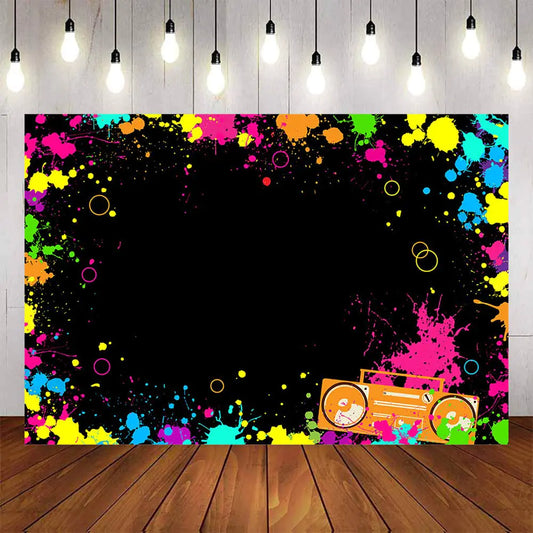 5x3ft Lets Glow Splatter Photo Background Glow Neon Party Backdrop