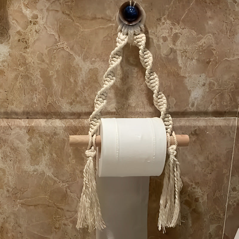 Bohemia Macrame Toilet Paper Holder and Rack