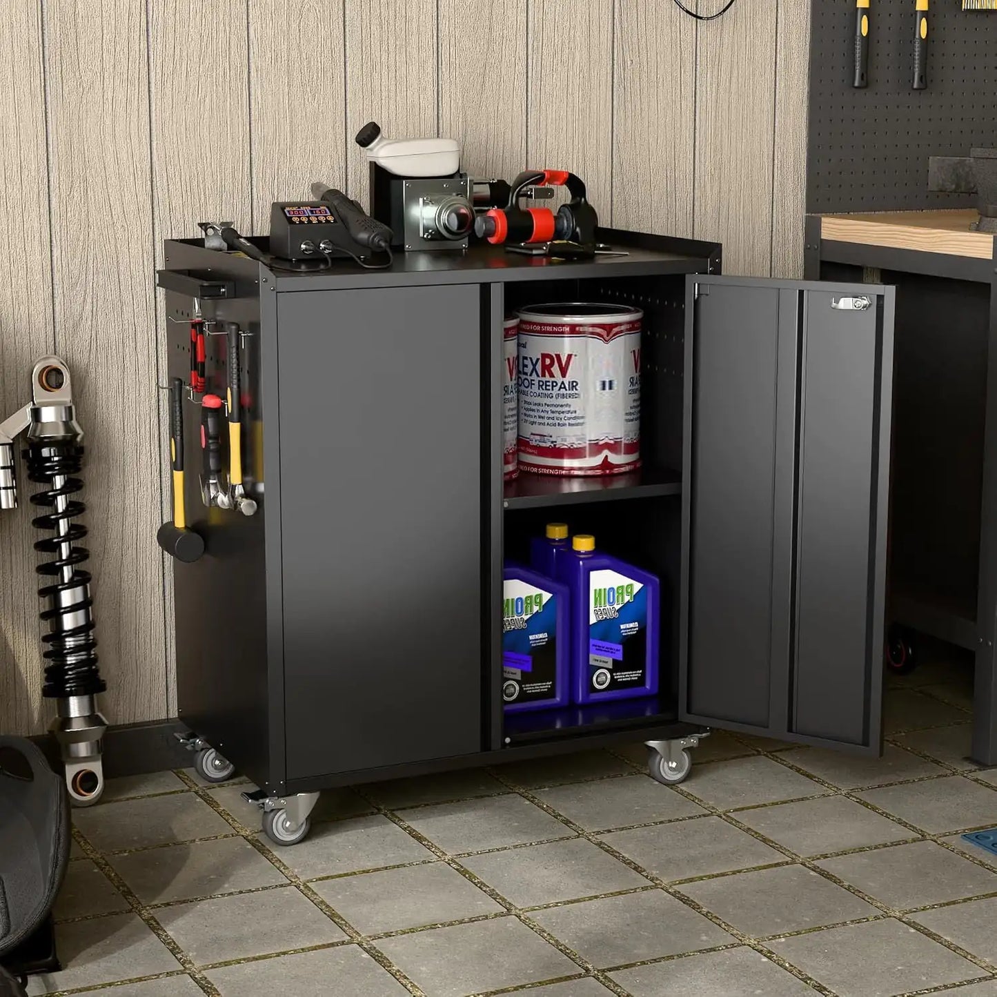 Metal Garage Storage Cabinet On Wheels