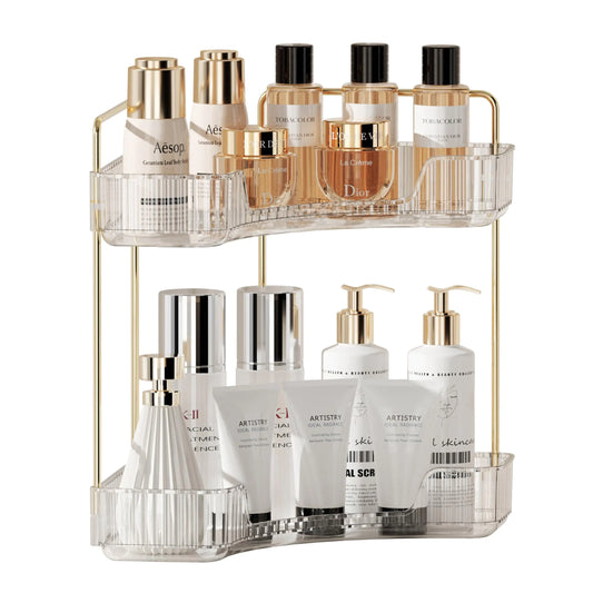 Corner Counter Bathroom Organizer Countertop 2 Tiers Cosmetic Tray