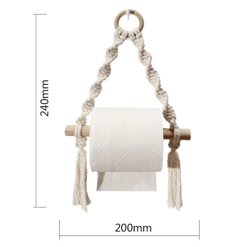 Bohemia Macrame Toilet Paper Holder and Rack