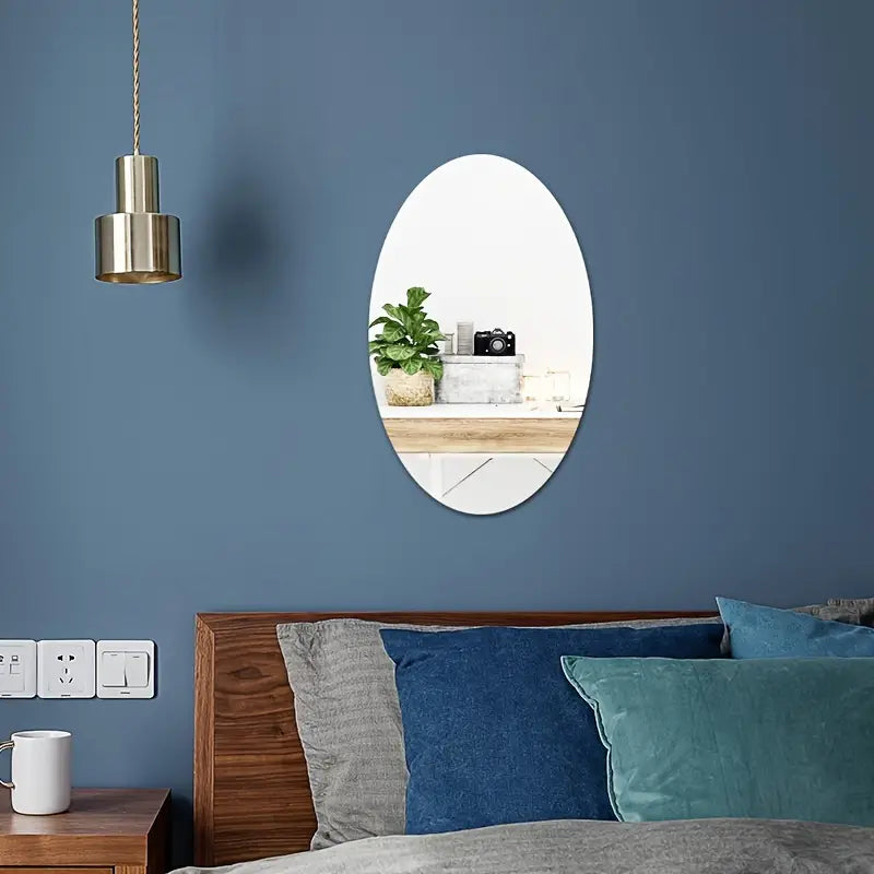 5pc Self-Adhesive Oval Soft Mirrors for Home Decor