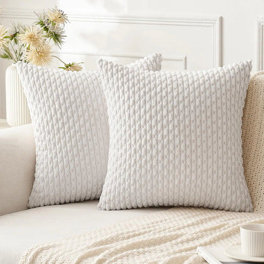 ANRODUO Pack of 2 White Pillow Covers