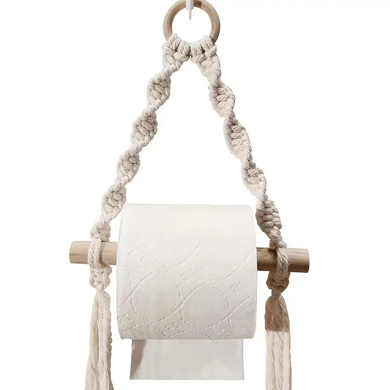 Bohemia Macrame Toilet Paper Holder and Rack