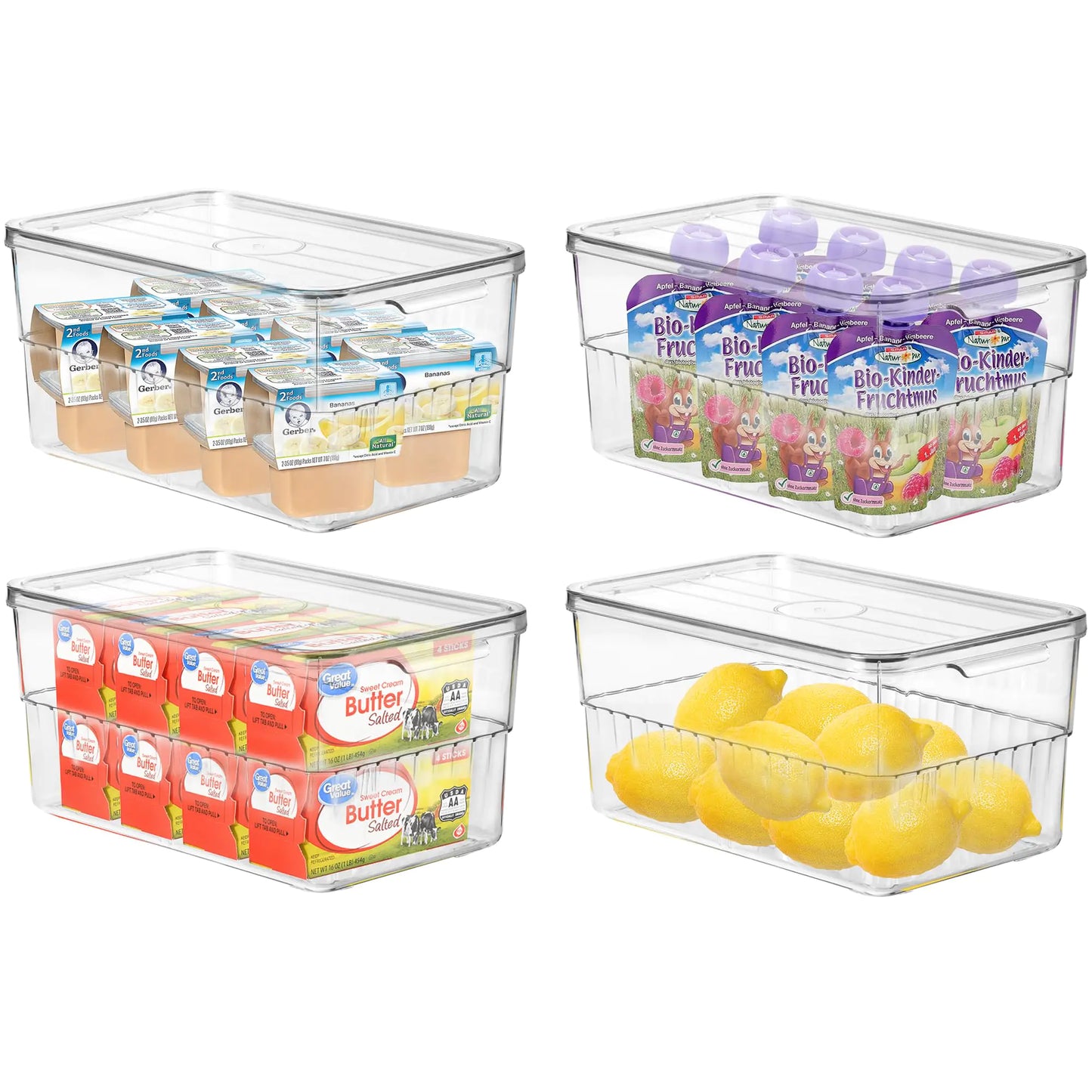 YYQX 4-Pack Clear Storage Bins Medium Plastic Storage Containers with Lids