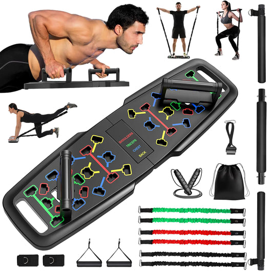KUYOU Portable Home Gym Workout Equipment Push Up Board Pilates Bar & Fitness Accessories