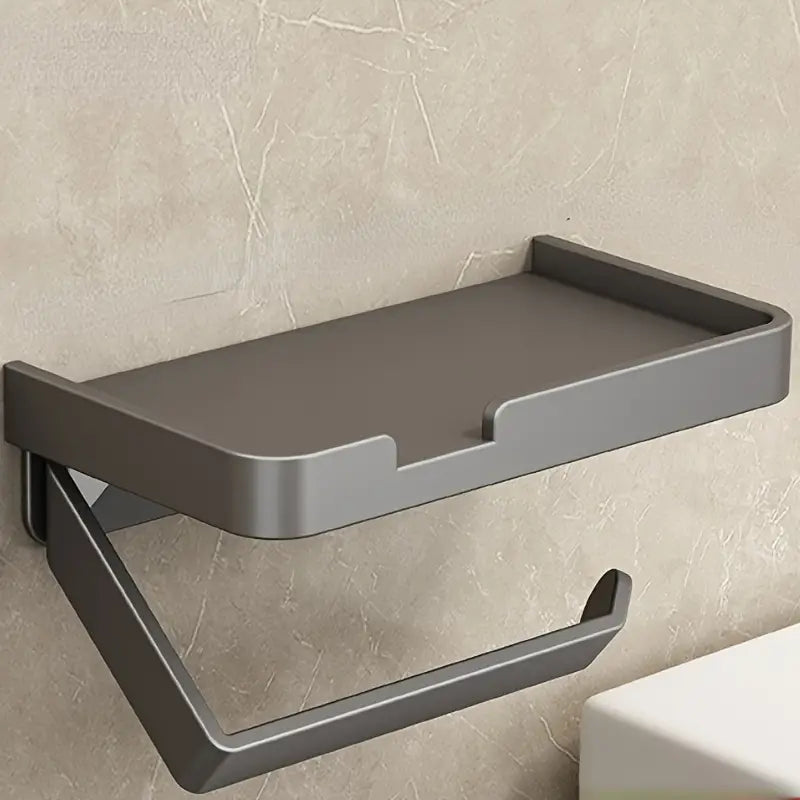 Toilet Paper Holder with Phone Shelf - Bathroom Rack